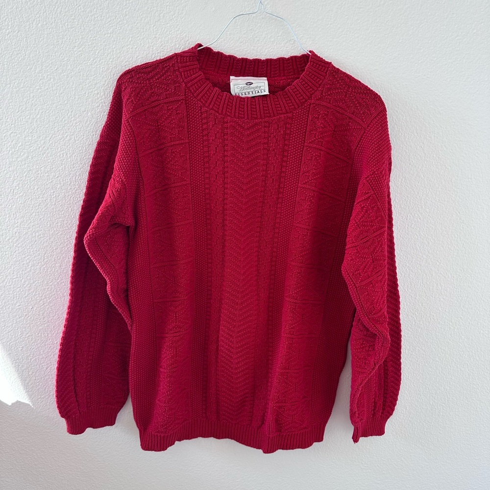 Vintage Red Cable Knit Sweater